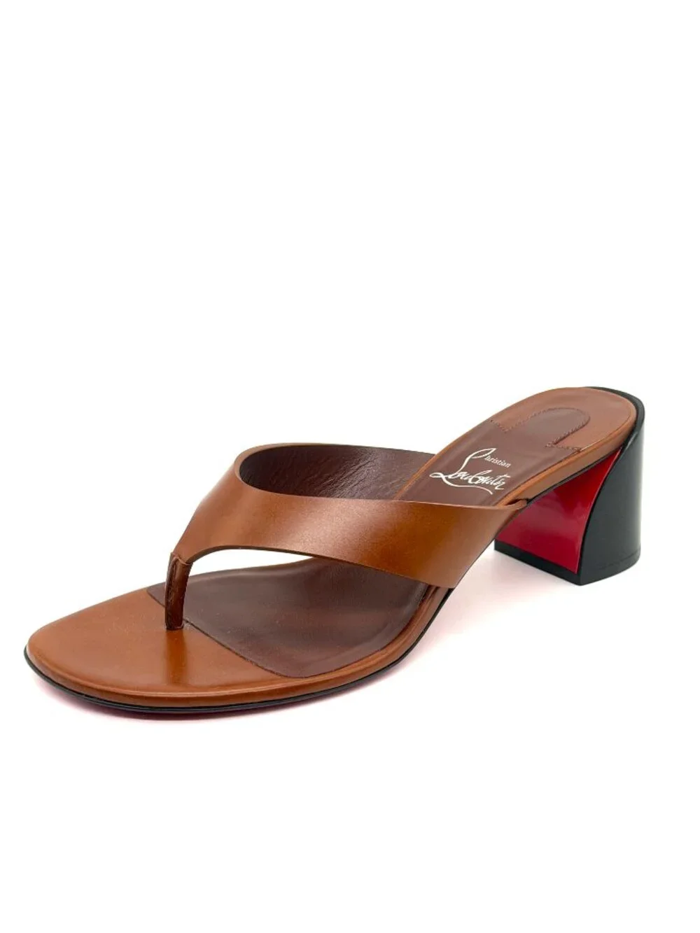 Christian Louboutin JANETONGA 55 Leather Thong Mule Sandals Heels Shoes - Picture 6 of 16